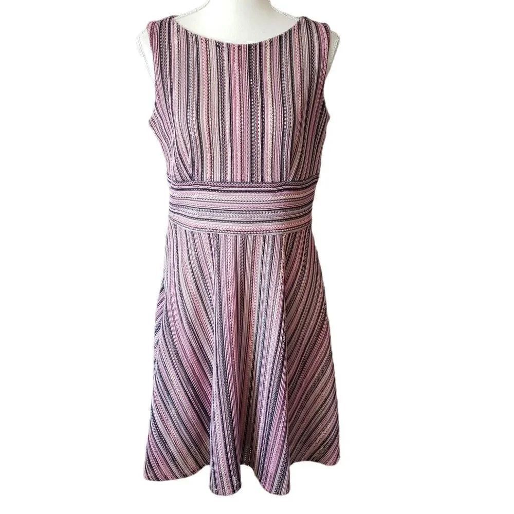 Gabby Skye Sleeveless Crochet Stripe A-Line Dress Size 6